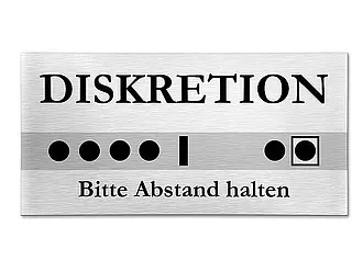 Aluschild - Diskretion - silber