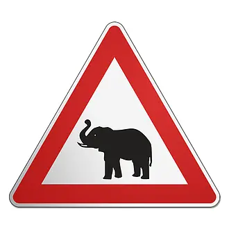 Verkehrsschild Motiv Elefant