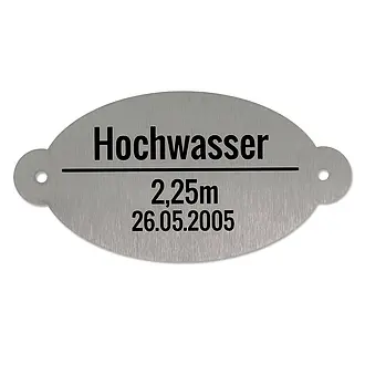 Edelstahlschild zur Hochwasserkennzeichnung