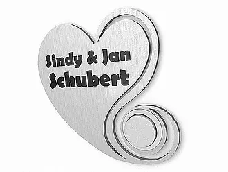 Namensschild Herz aus Edelstahl