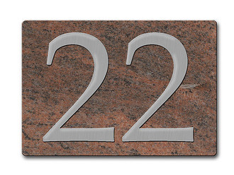 Edelstahlhausnummer auf Granitplatte Multicolor 3-stellig S4458