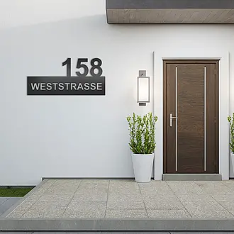 Moderne Hausnummer aus Edelstahl