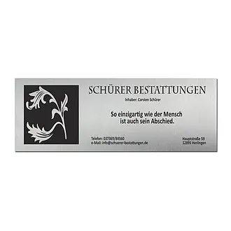 Edelstahlschild mit Lasergravur - Oberflächengravur