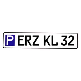 Parkplatzschild mit Autonummer