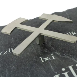 Schieferschild mit Schlägel und Eisen