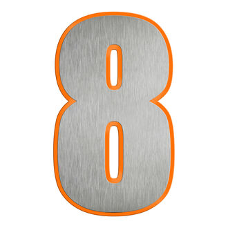 Edelstahlhausnummer mit Acrylrückwand orange