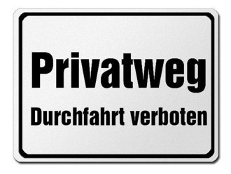 30 x 20 cm Schild Alu gelb Privatweg Durchgang und Durchfahrt verboten