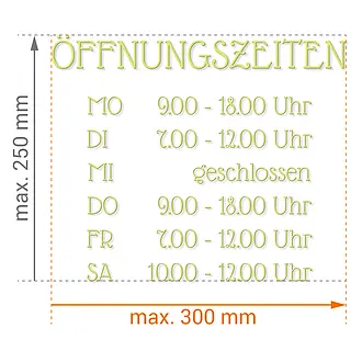 Abmessungen des Folienaufklebers