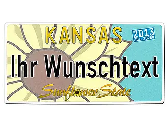 Kansas USA Deko Autonummernschild mit Ihrem individuellem Wunschtext