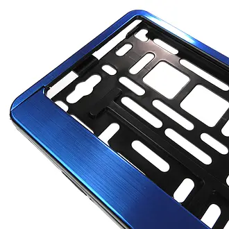 Kennzeichenhalter Blue Butlerfinish mit Wunschtext | pro Stück