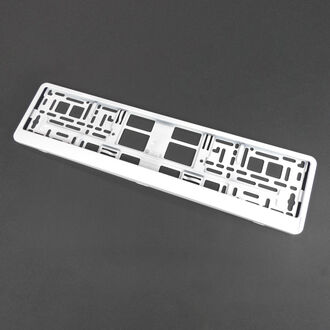 Kennzeichenhalter Klavierlack weiß mit Wunschtext und Logo - Größe 52 cm - pro Stück
