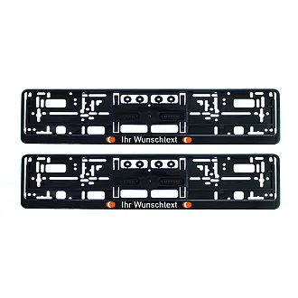 Schwarze Kennzeichenhalterung mit Beschriftung nach Wunsch (Österreich-AT)