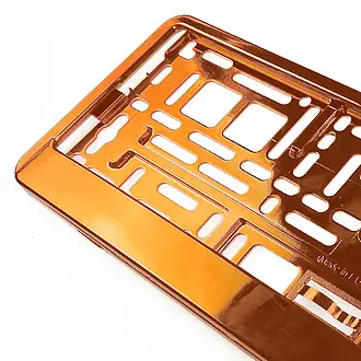 Kennzeichenhalter mit Wunschtext orange chrom - pro Paar
