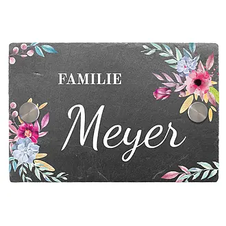 Kleines buntes Türschild aus Schiefer "Design Floral" 150 x 100 mm