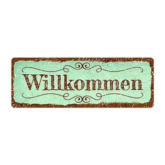 Kleines Vintageschild als Namensschild