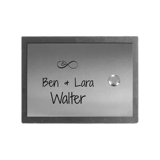 Klingelplatte aus Edelstahl und Schiefer - Motiv Forever Love