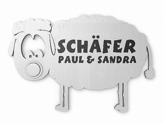 Schäfer-Schaf-Keramik-16 x 16 cm-Ton-Türschild-Klingel-Schild-Handarbeit-mitText 