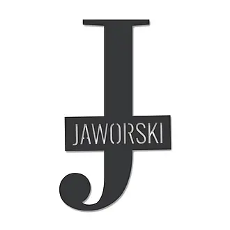 Monogramm J mit Familiennamen aus Stahl