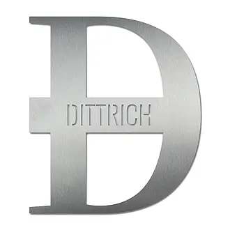 Monogramm D aus Edelstahl mit Namen