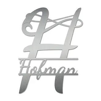 Monogramm H aus Edelstahl mit Familienname