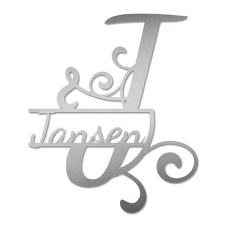 Monogramm J aus Edelstahl mit Familienname
