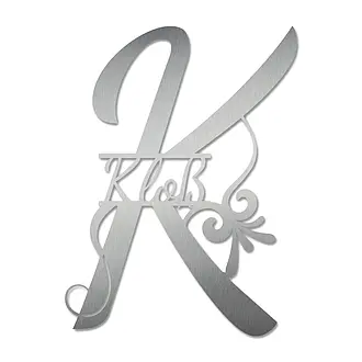 Monogramm K aus Edelstahl mit Familienname