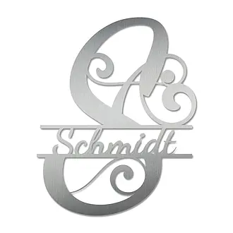 Monogramm S aus Edelstahl mit Familienname