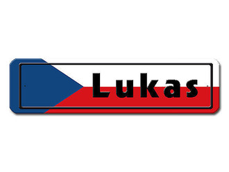 Namensschild mit tschechischer Flagge