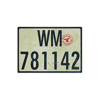 Nummernschild Deutsches Reich Wehrmacht  - für Ausstellungen - Variante Vintage