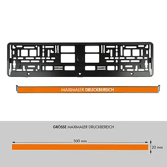 Nummernschildrahmen Carbon mit Wunschtext und Logo - Größe 52 cm - pro Stück