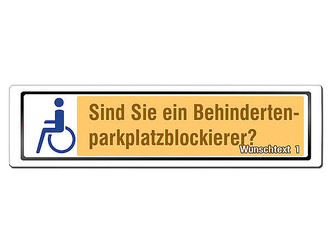 Parkplatz für Behinderte mit Wunschtextfeld