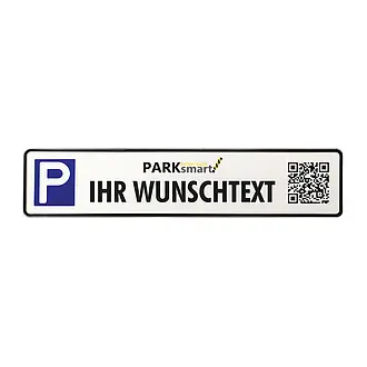 Parkplatzschild PARKsmart - mit Wunschtext und QR-Code - Schilder