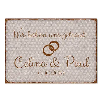 Schild für Hochzeit