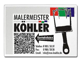 Firmenschild mit QR Code aus Aluminium - Hintergrund weiß