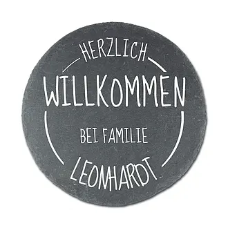 Schiefertürschild Herzlich willkommen mit Namen