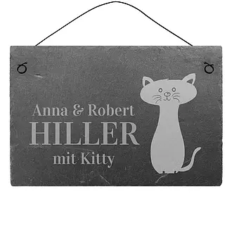 Schieferschild mit Katze