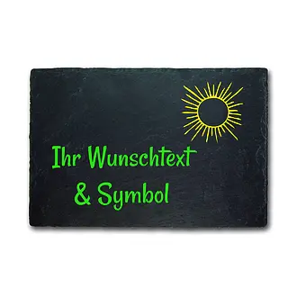 Schieferplatte mit Wunschtext und Symbol