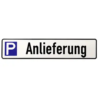 Schild aus Aluminium - Parkplatz mit Text Anlieferung - Schilder online  kaufen