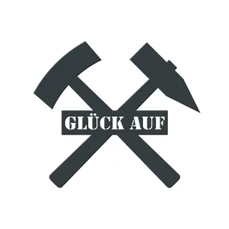 Glück auf Schild mit Hammer und Schlägel.