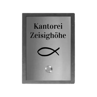 Klingeplatte aus Edelstahl und Schiefer - Motiv Ichthys