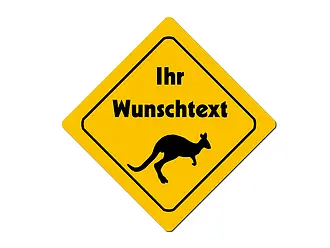 Schild mit Wunschtext und Känguru