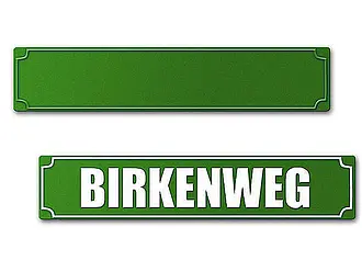 Grünes klassisches Straßenschild mit Straßennamen