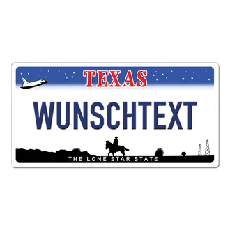 Texas Kennzeichen mit Ihrem Wunschtext