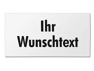 Weißes Türschild mit Wunschtext