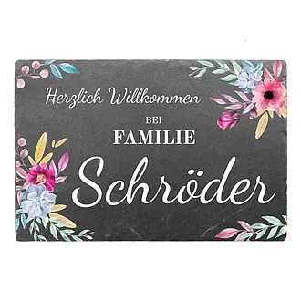 Schieferschild im floralen Design