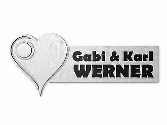Edelstahl-Klingelschild Herz - mit Klingelknopf