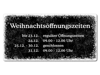 Vintageschild Weihnachtsöffnungszeiten