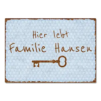 Türschild in Blau