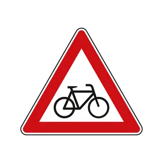 Dreieckiges Verkehrszeichen Radverkehr - rechts