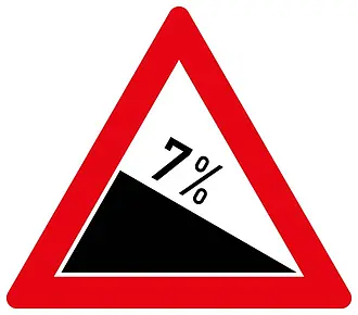 Warnschild 7% Gefälle